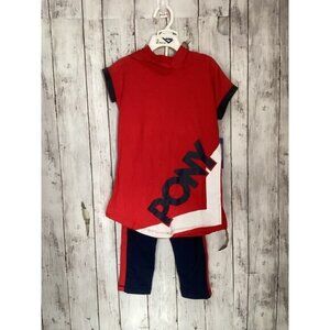 NWT Pony Kids Red Graphic T-Shirt & Leggings Casual 2-Piece Set Outfit M(5/6)